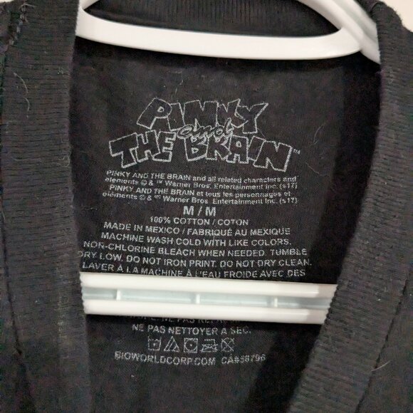 Warner Bros. Pinky and the Brain Neon Tee Black Pink Purple Blue Size Medium - Picture 3 of 4